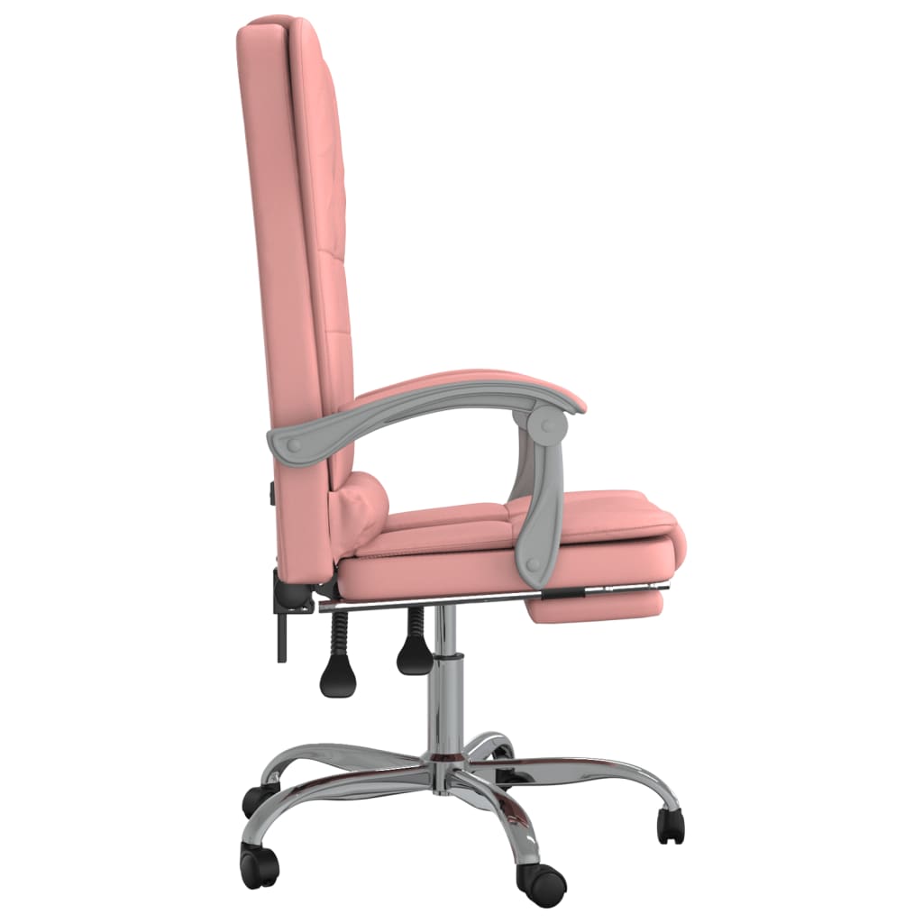 vidaXL Silla de oficina reclinable masaje cuero sintético rosa