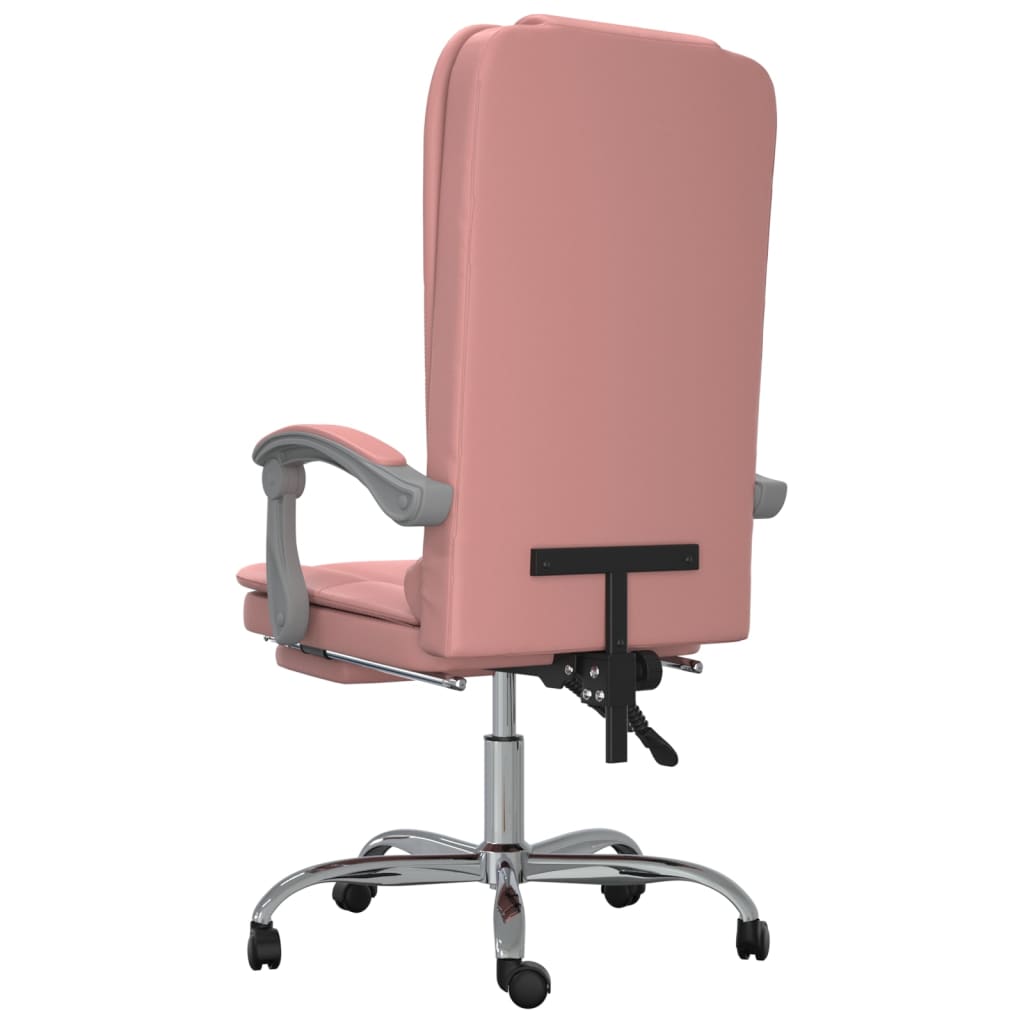 vidaXL Silla de oficina reclinable masaje cuero sintético rosa