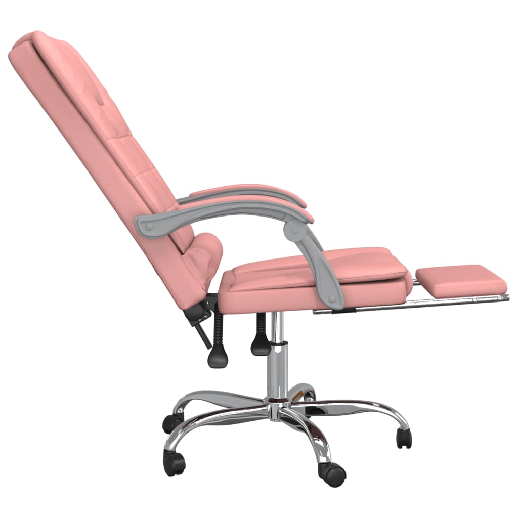 vidaXL Silla de oficina reclinable masaje cuero sintético rosa