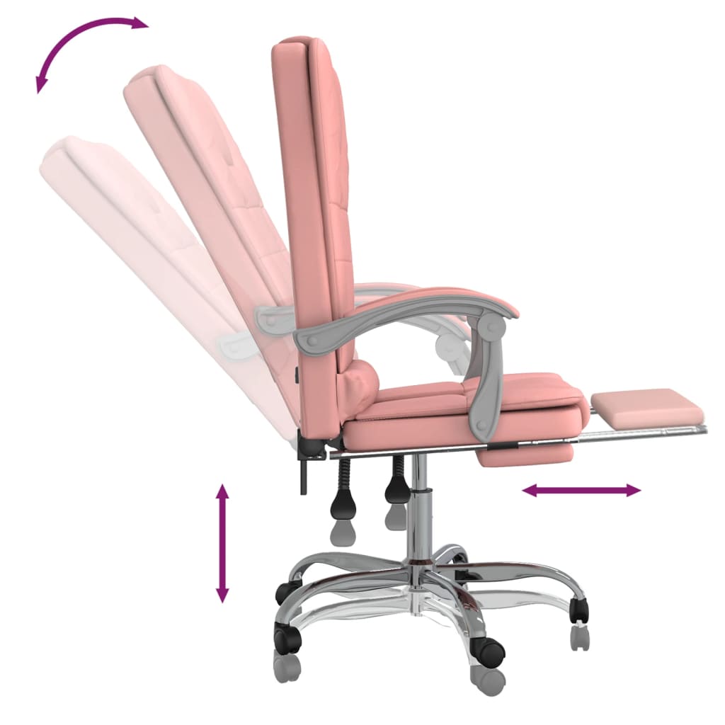 vidaXL Silla de oficina reclinable masaje cuero sintético rosa