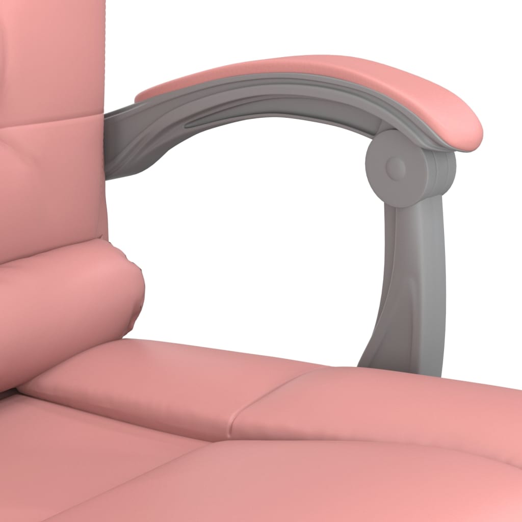 vidaXL Silla de oficina reclinable masaje cuero sintético rosa