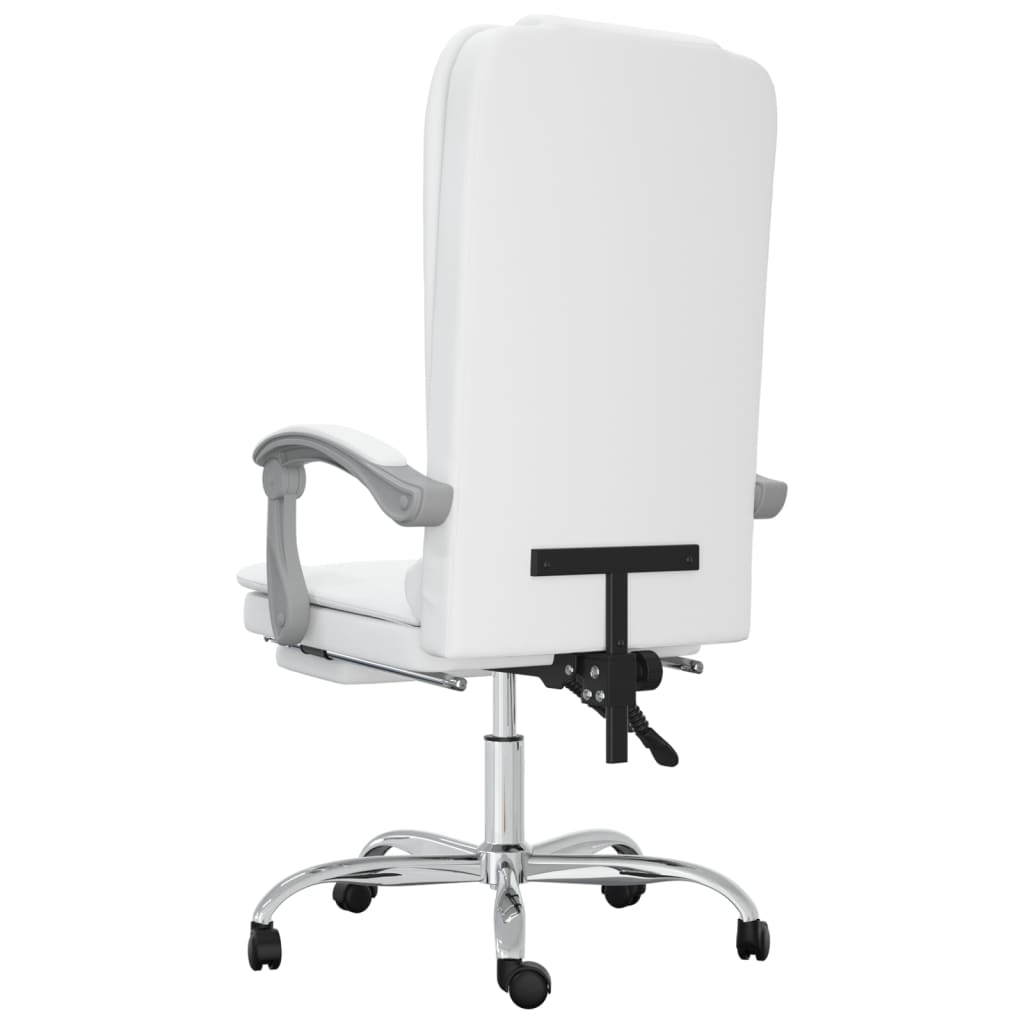 vidaXL Silla de oficina reclinable masaje cuero sintético blanco