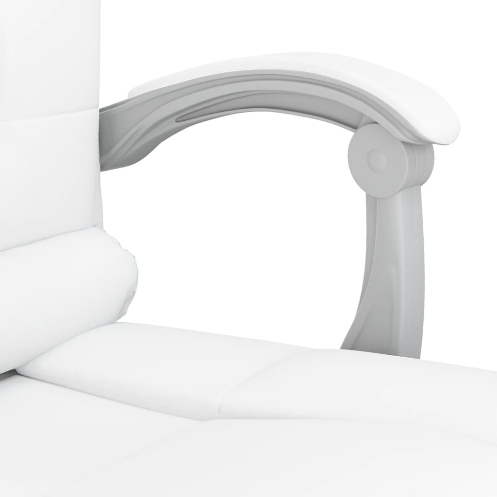 vidaXL Silla de oficina reclinable masaje cuero sintético blanco