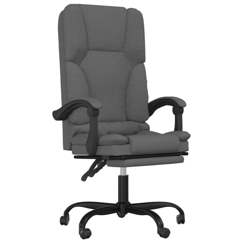 vidaXL Silla de oficina reclinable con masaje de tela gris oscuro