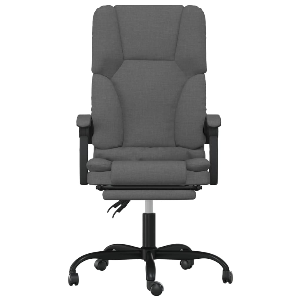 vidaXL Silla de oficina reclinable con masaje de tela gris oscuro