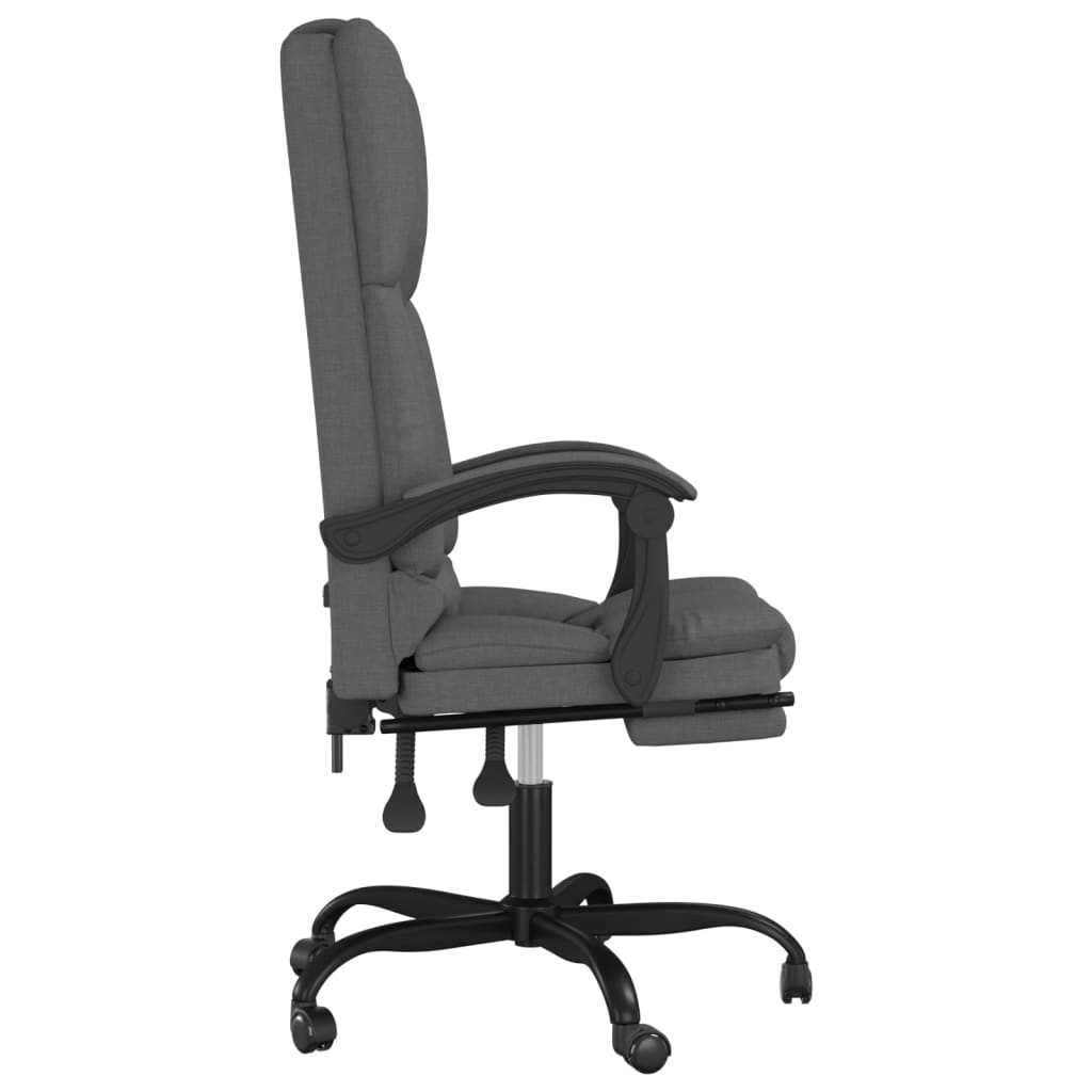 vidaXL Silla de oficina reclinable con masaje de tela gris oscuro