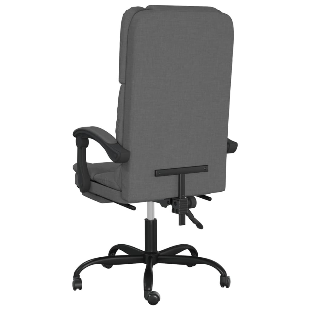 vidaXL Silla de oficina reclinable con masaje de tela gris oscuro