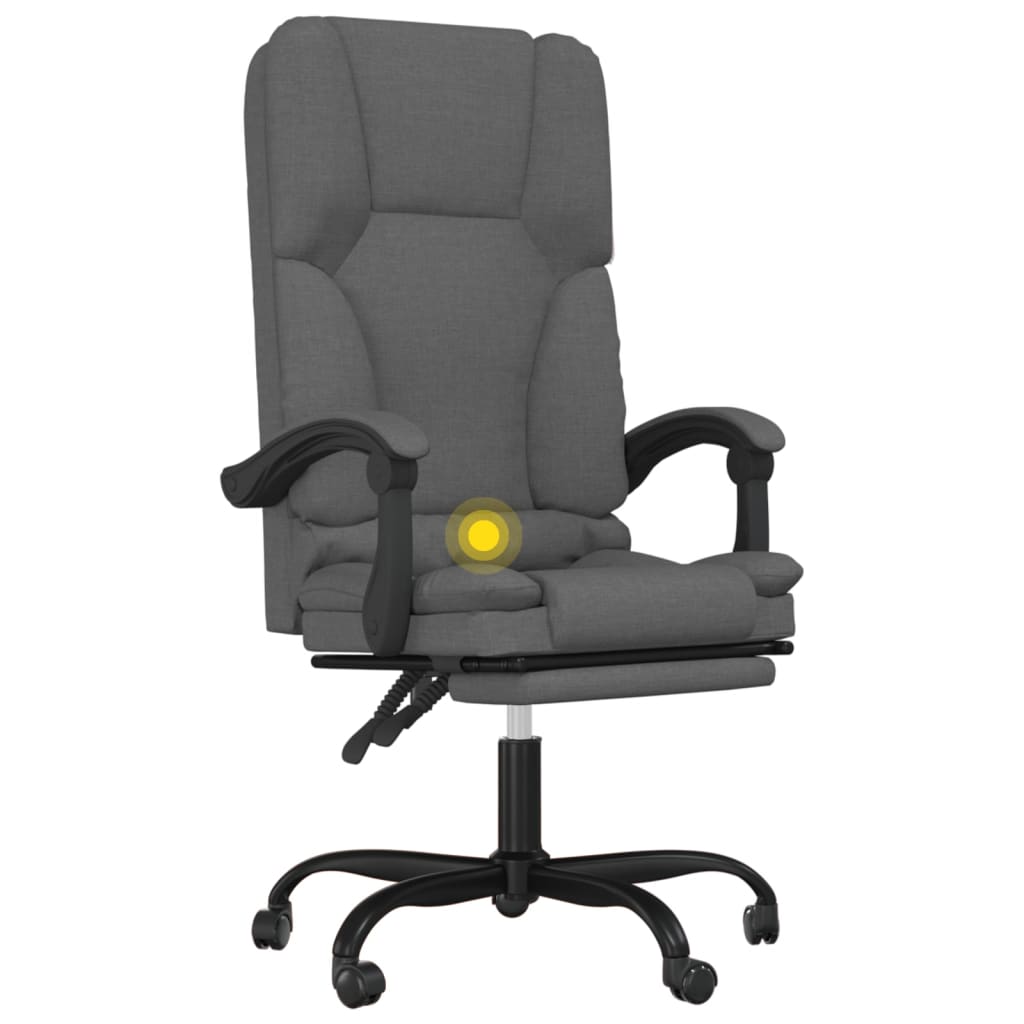 vidaXL Silla de oficina reclinable con masaje de tela gris oscuro