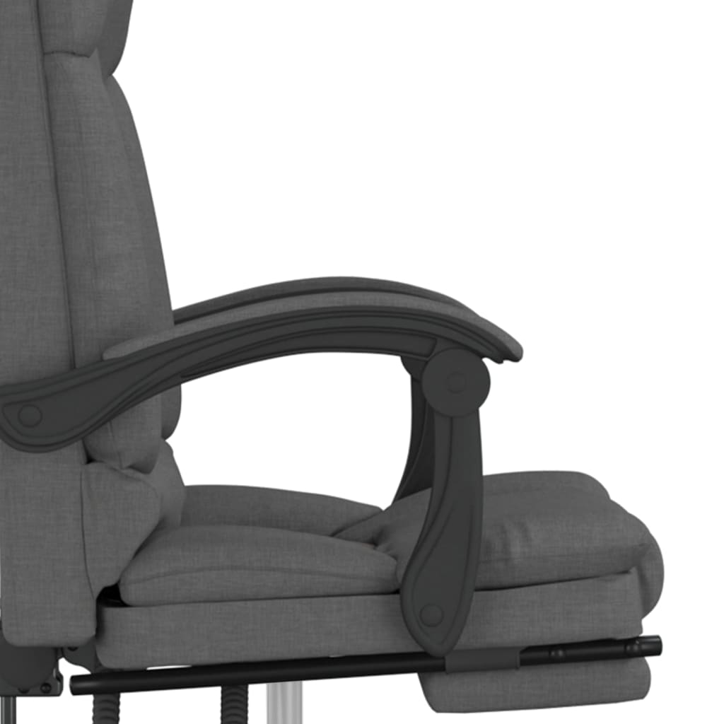 vidaXL Silla de oficina reclinable con masaje de tela gris oscuro