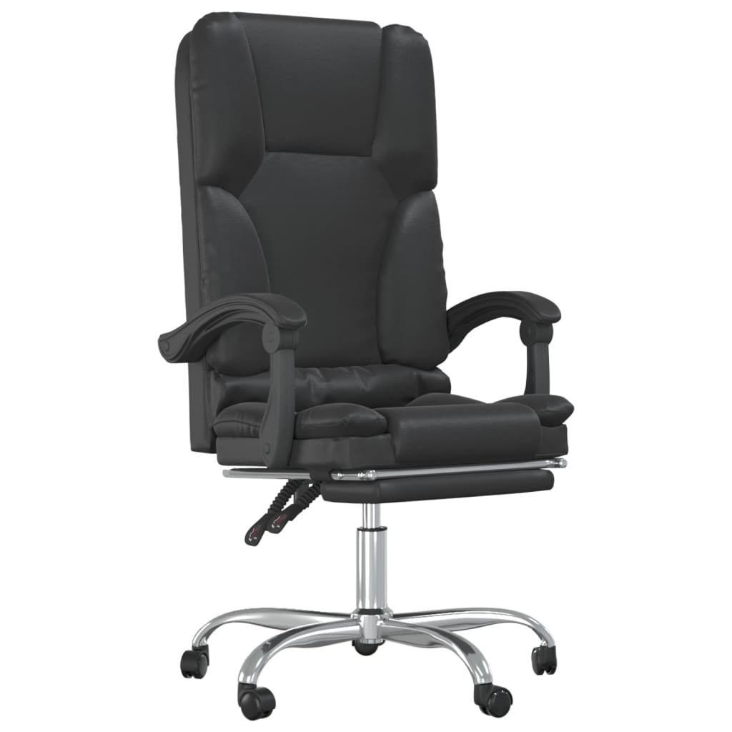 vidaXL Silla de oficina reclinable masaje cuero sintético negro