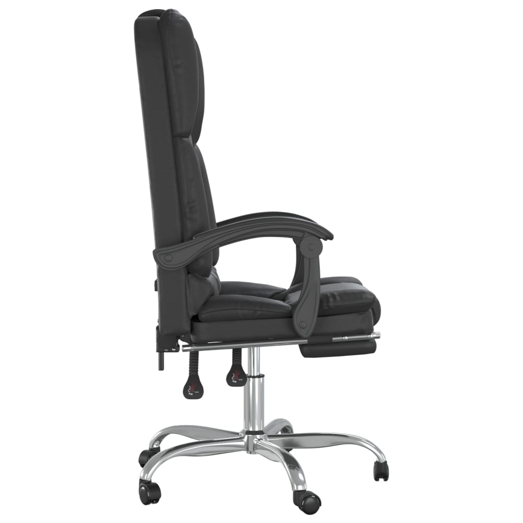 vidaXL Silla de oficina reclinable masaje cuero sintético negro