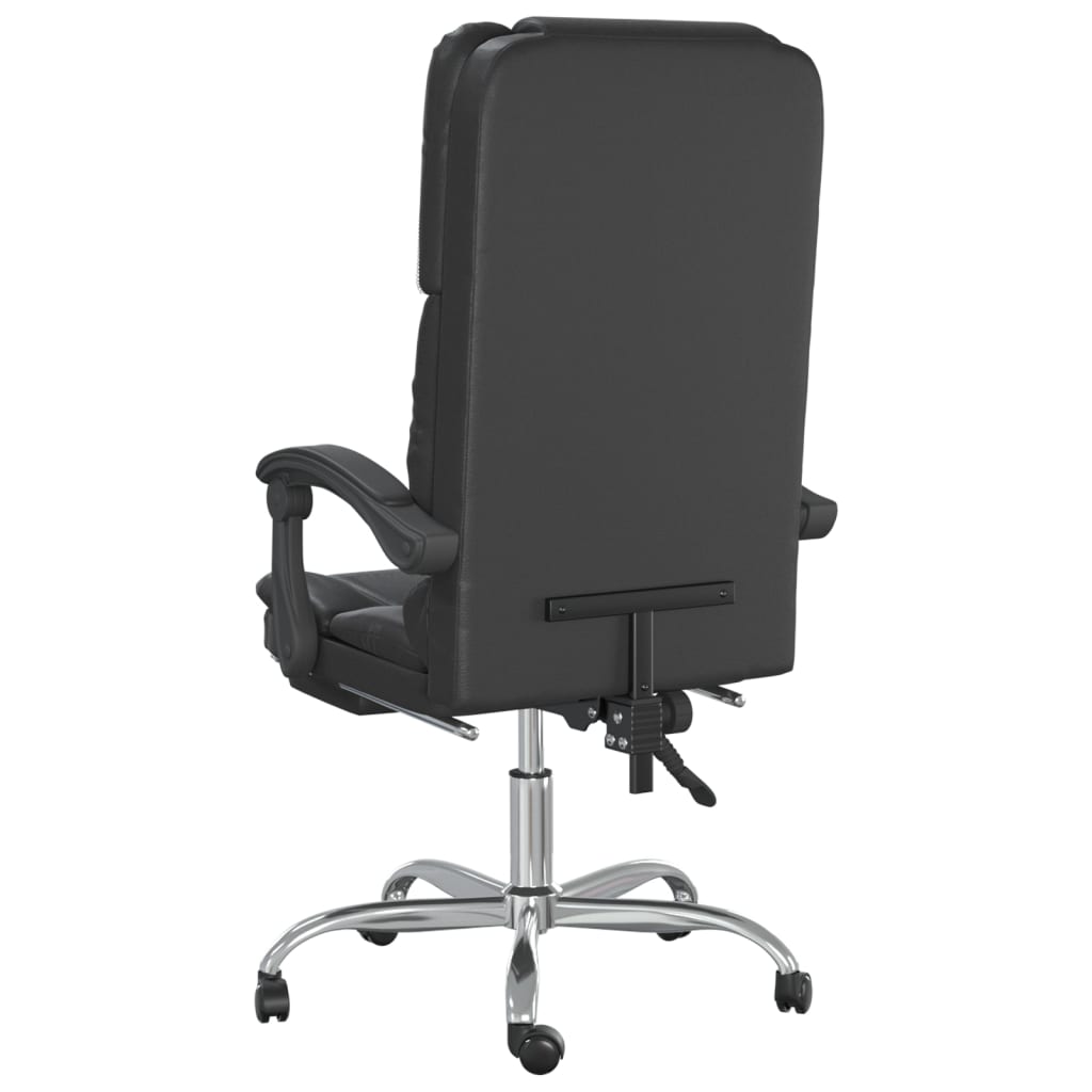 vidaXL Silla de oficina reclinable masaje cuero sintético negro