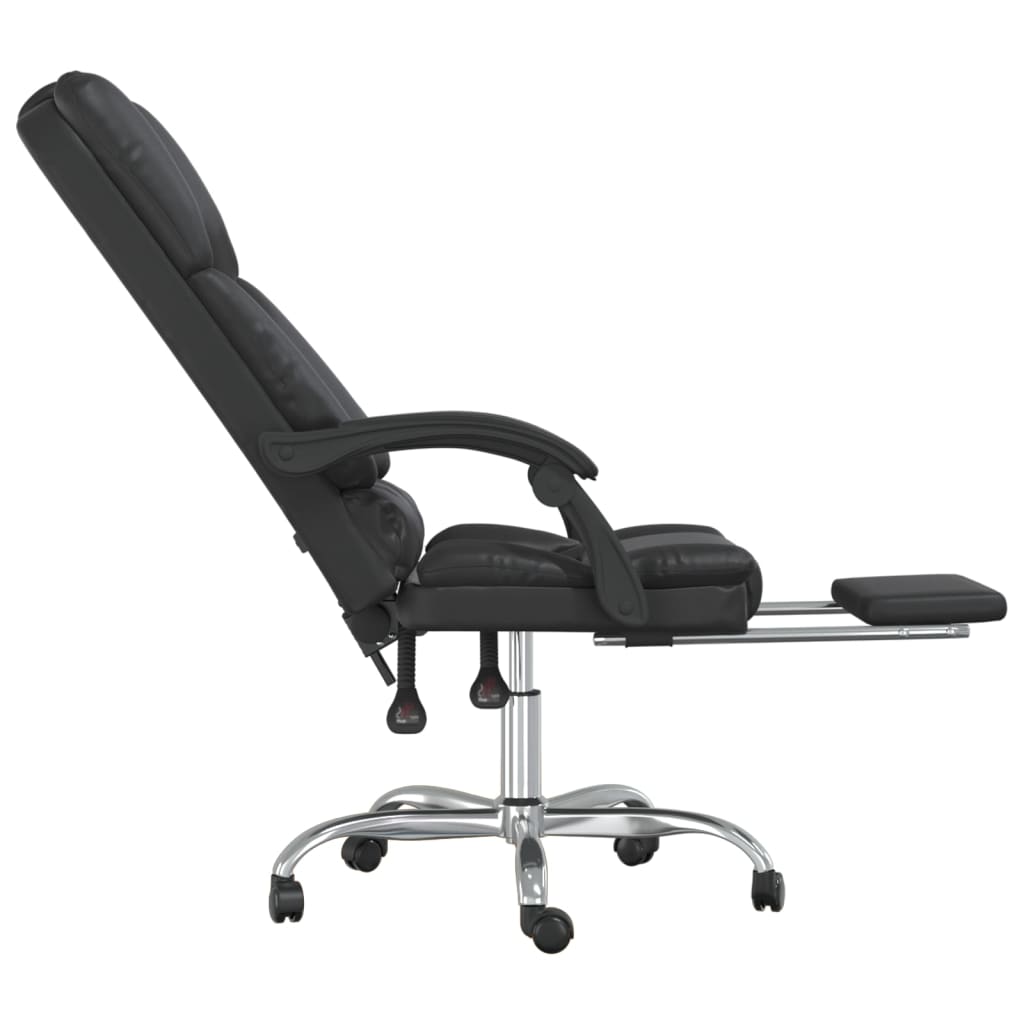 vidaXL Silla de oficina reclinable masaje cuero sintético negro