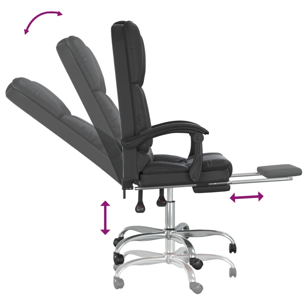 vidaXL Silla de oficina reclinable masaje cuero sintético negro