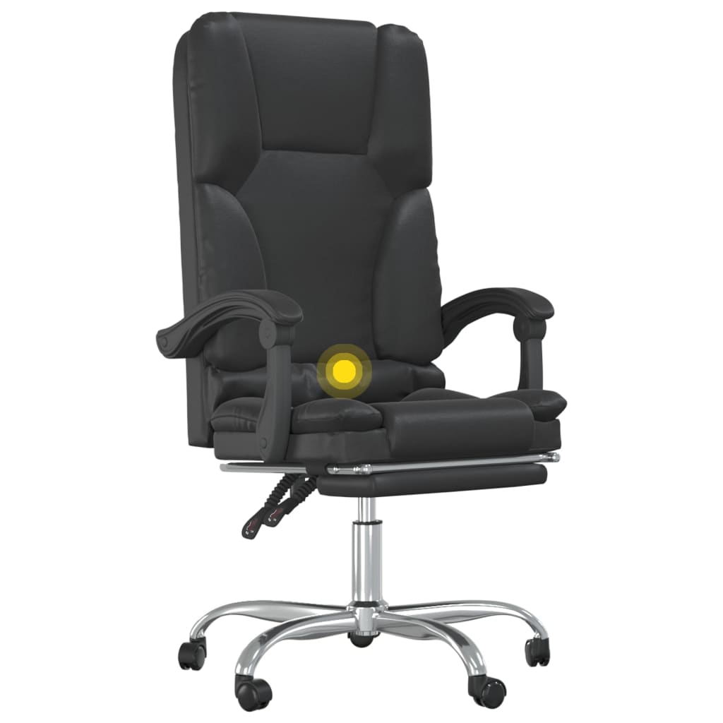 vidaXL Silla de oficina reclinable masaje cuero sintético negro