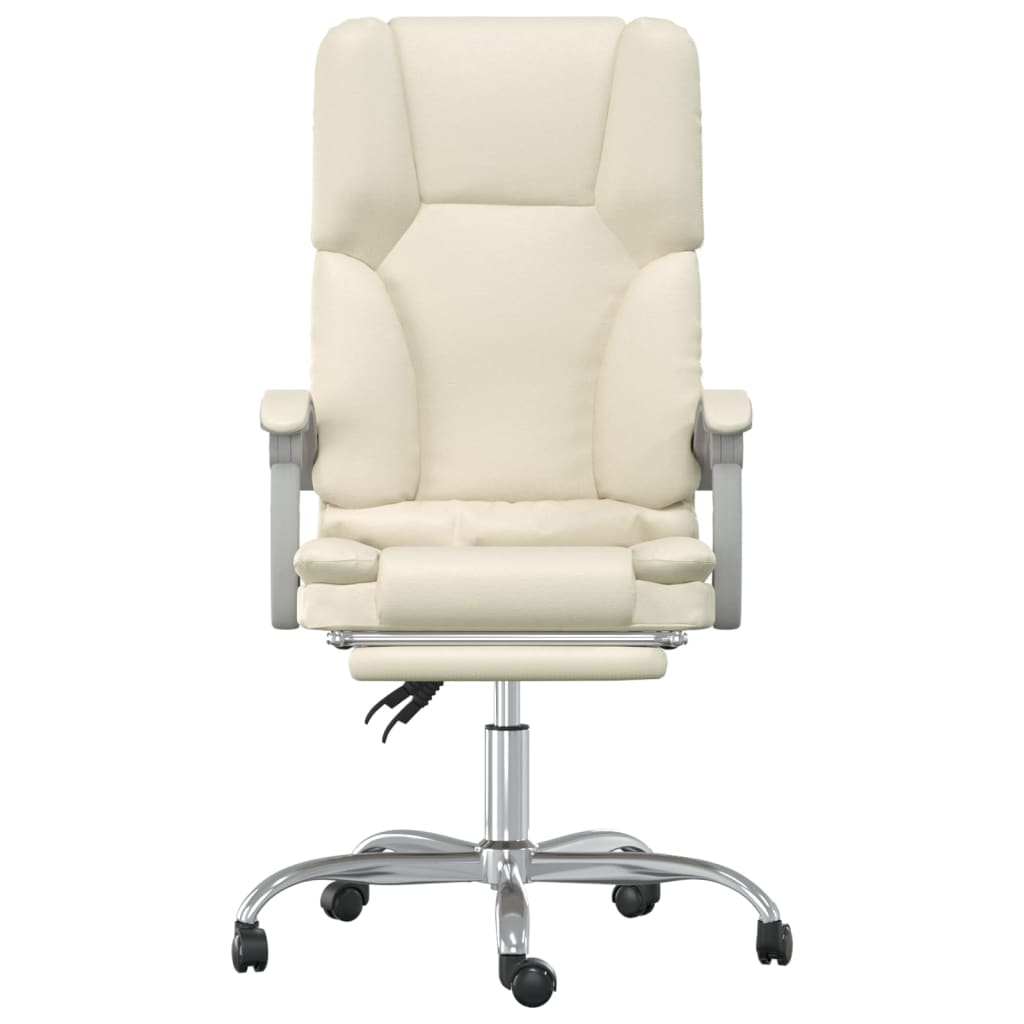 vidaXL Silla de oficina reclinable masaje cuero sintético color crema