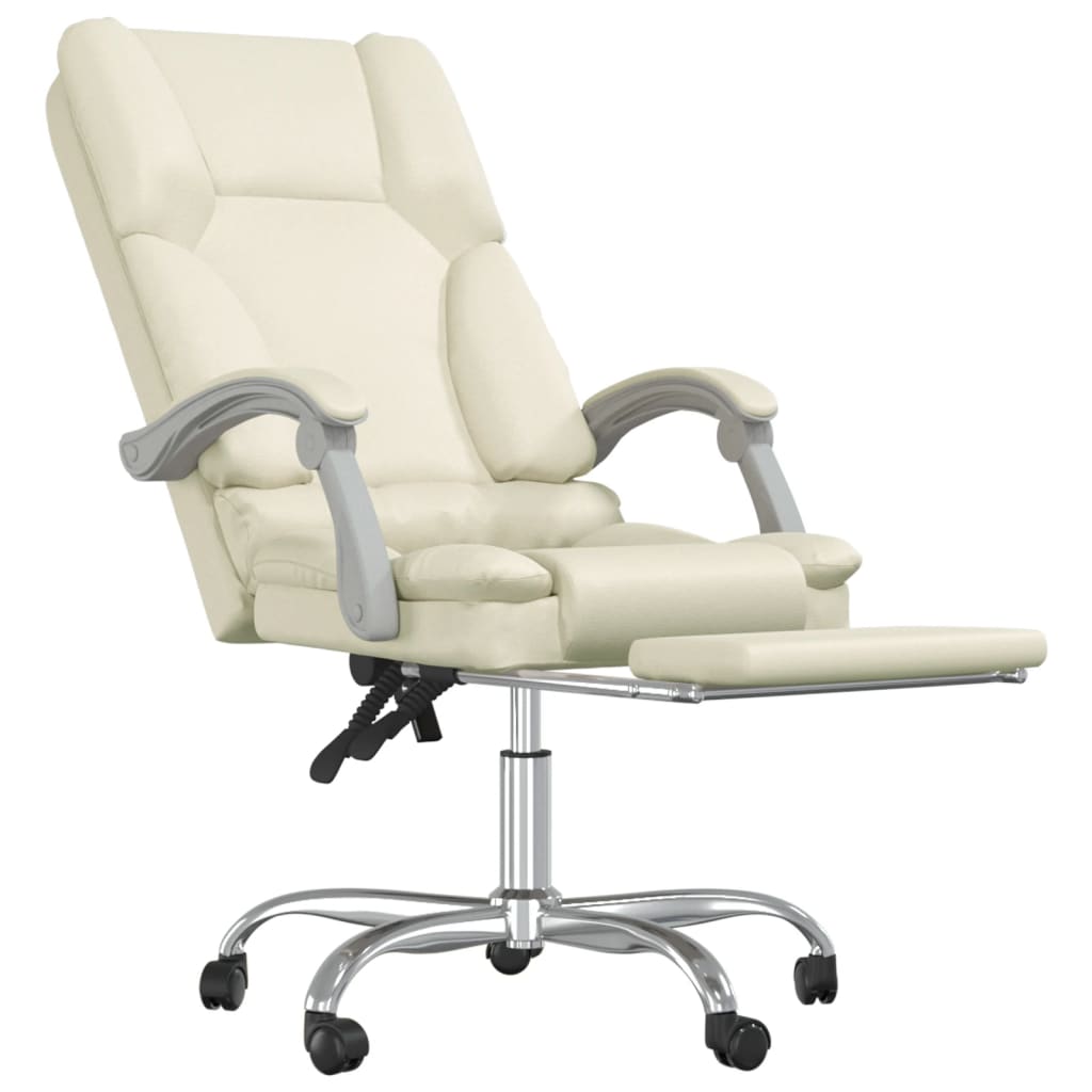 vidaXL Silla de oficina reclinable masaje cuero sintético color crema