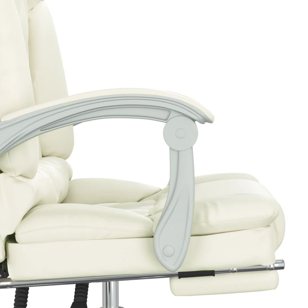 vidaXL Silla de oficina reclinable masaje cuero sintético color crema