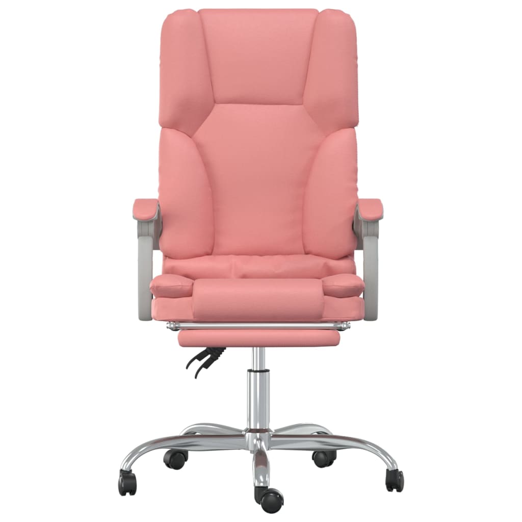 vidaXL Silla de oficina reclinable masaje cuero sintético rosa