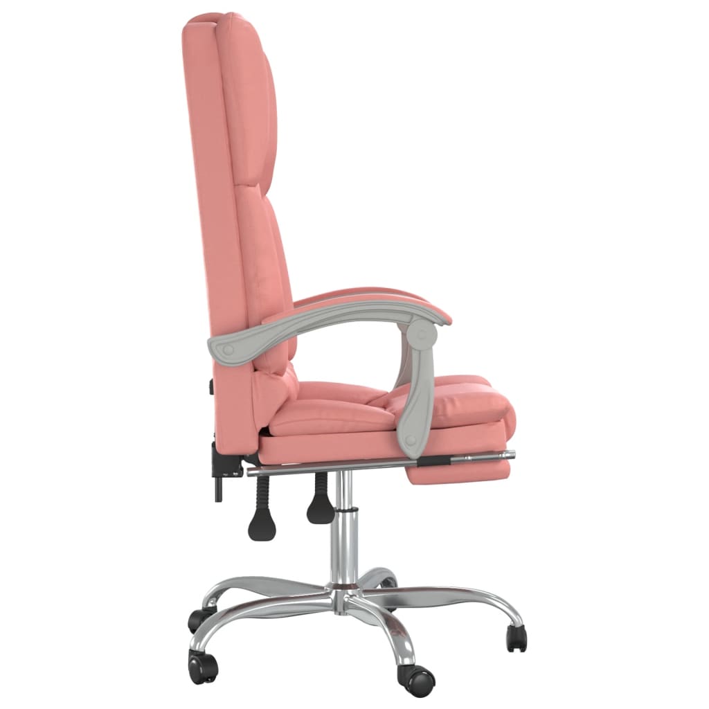 vidaXL Silla de oficina reclinable masaje cuero sintético rosa