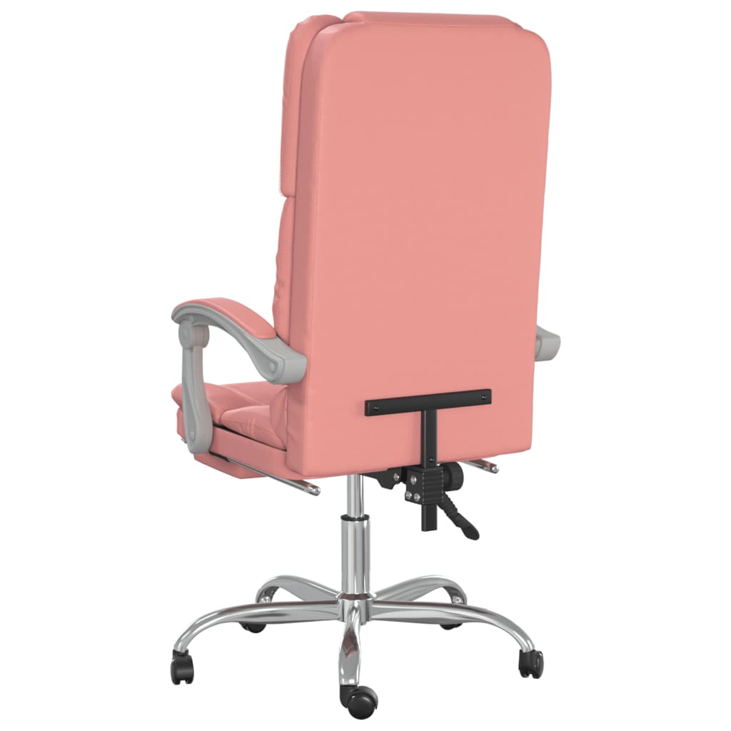 vidaXL Silla de oficina reclinable masaje cuero sintético rosa