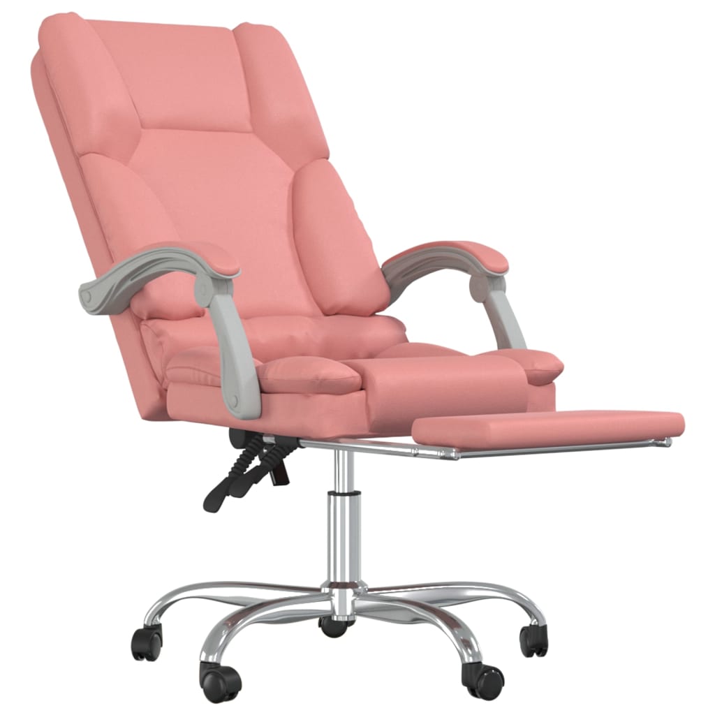 vidaXL Silla de oficina reclinable masaje cuero sintético rosa