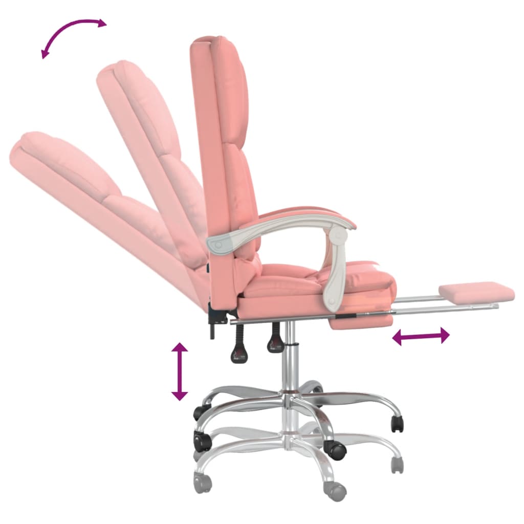 vidaXL Silla de oficina reclinable masaje cuero sintético rosa