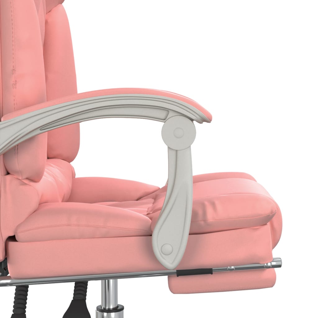 vidaXL Silla de oficina reclinable masaje cuero sintético rosa