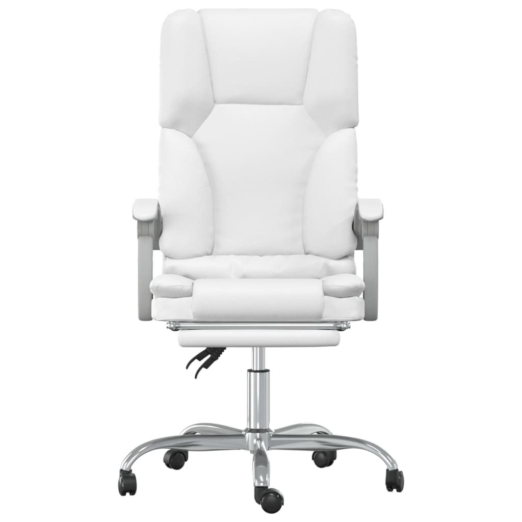 vidaXL Silla de oficina reclinable masaje cuero sintético blanco