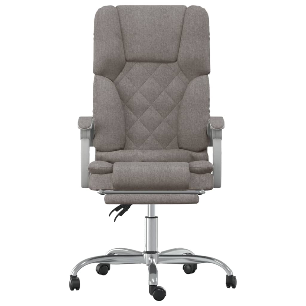 vidaXL Silla de oficina reclinable con masaje tela gris taupé