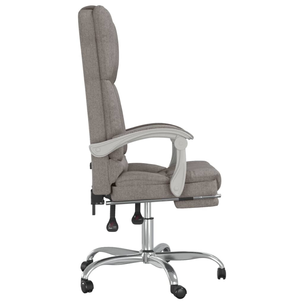 vidaXL Silla de oficina reclinable con masaje tela gris taupé