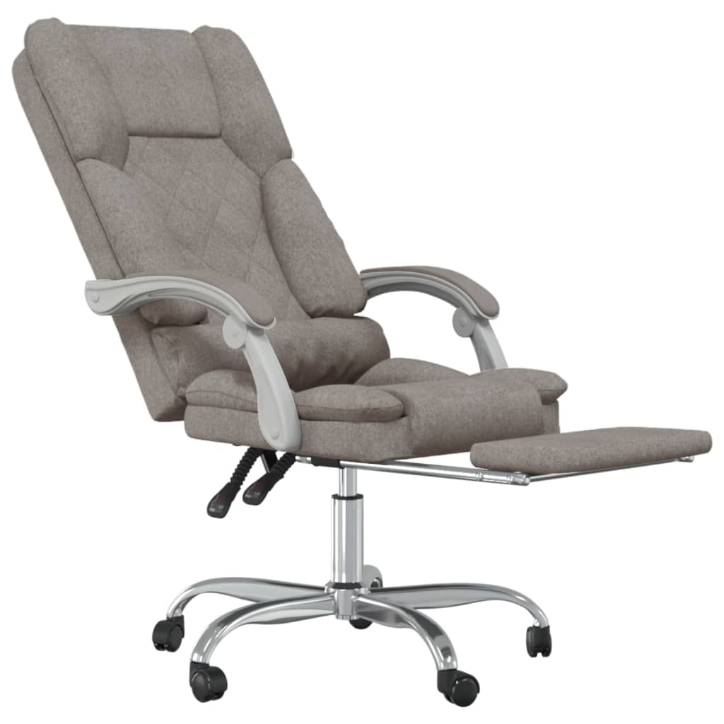 vidaXL Silla de oficina reclinable con masaje tela gris taupé