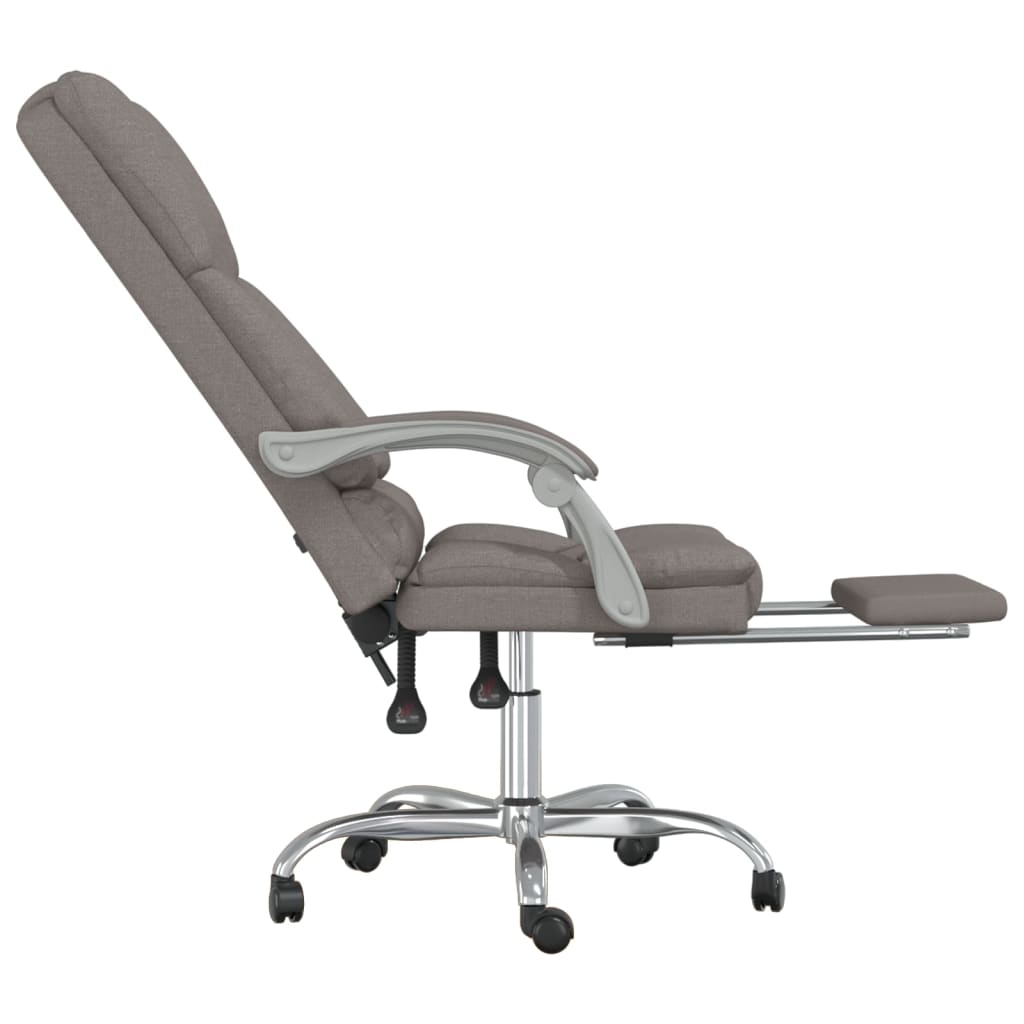 vidaXL Silla de oficina reclinable con masaje tela gris taupé