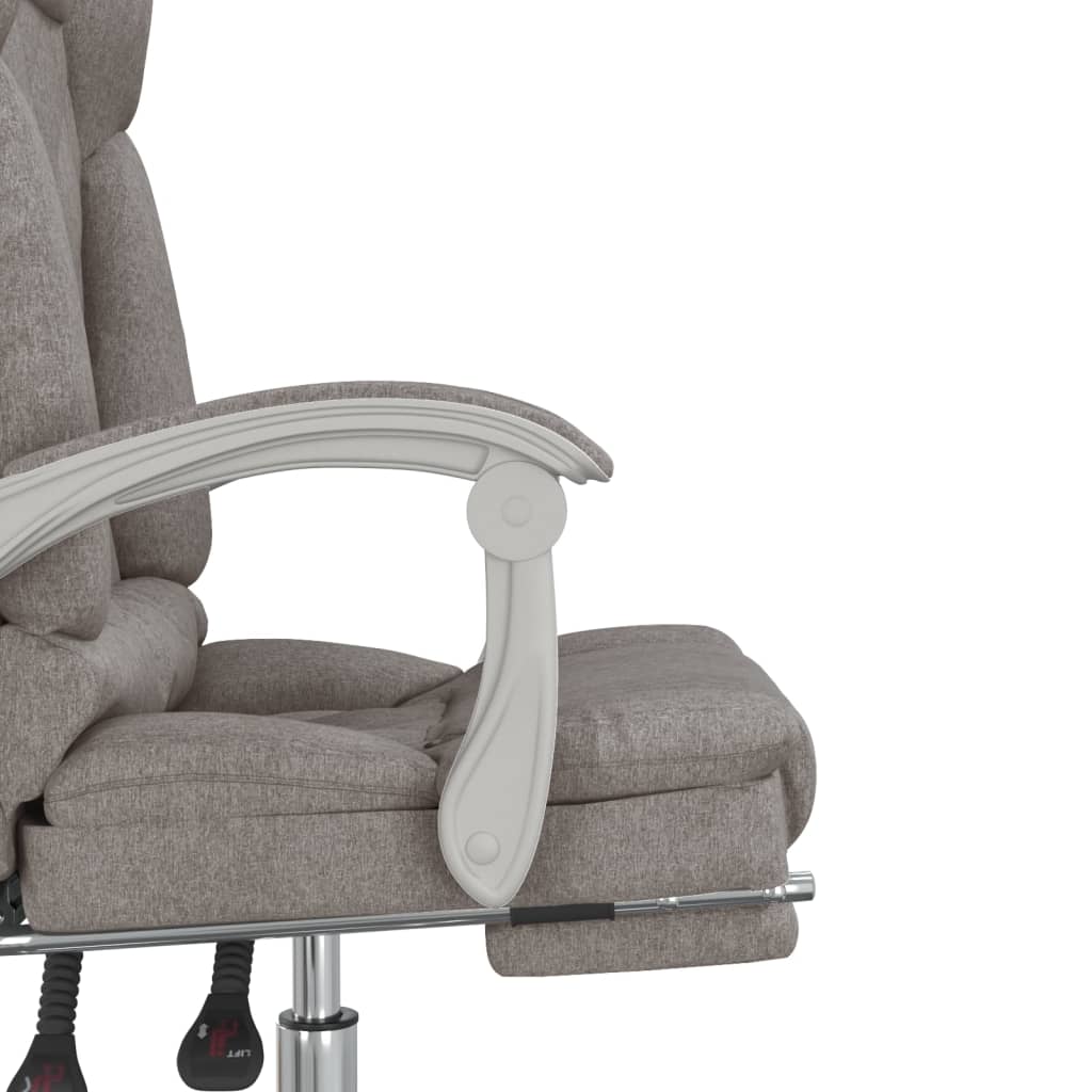 vidaXL Silla de oficina reclinable con masaje tela gris taupé