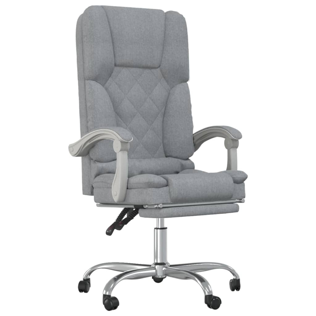 vidaXL Silla de oficina reclinable con masaje de tela gris claro