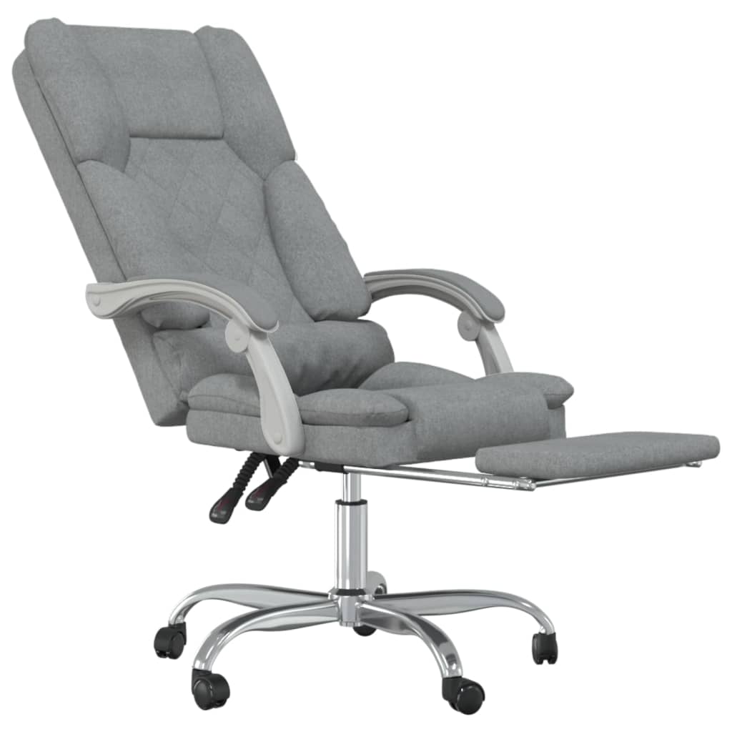 vidaXL Silla de oficina reclinable con masaje de tela gris claro