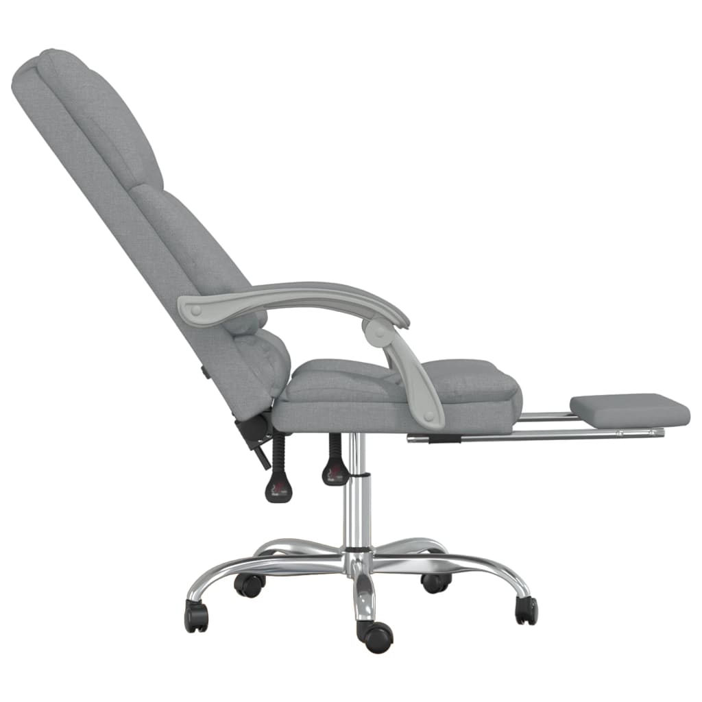 vidaXL Silla de oficina reclinable con masaje de tela gris claro