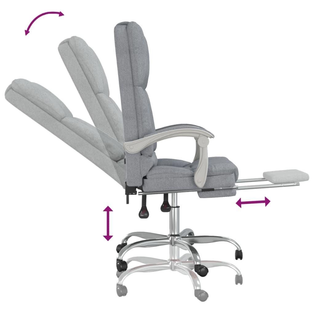 vidaXL Silla de oficina reclinable con masaje de tela gris claro