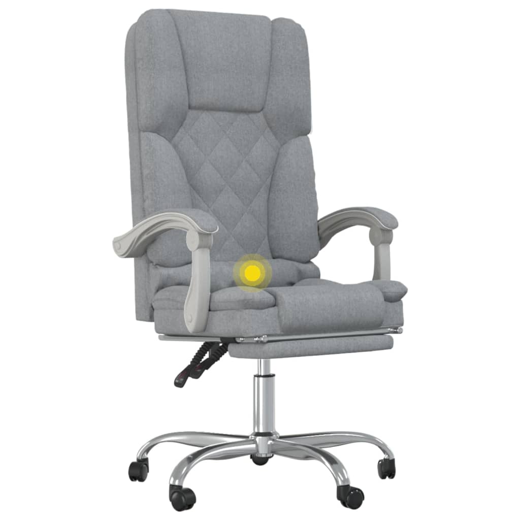 vidaXL Silla de oficina reclinable con masaje de tela gris claro