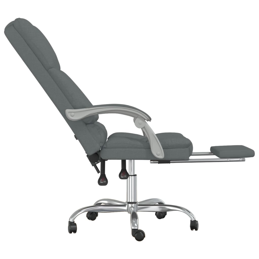 vidaXL Silla de oficina reclinable con masaje de tela gris oscuro