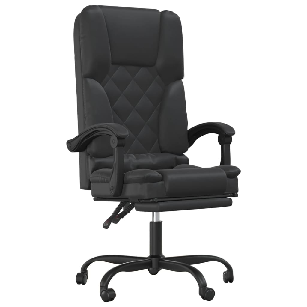 vidaXL Silla de oficina reclinable masaje cuero sintético negro