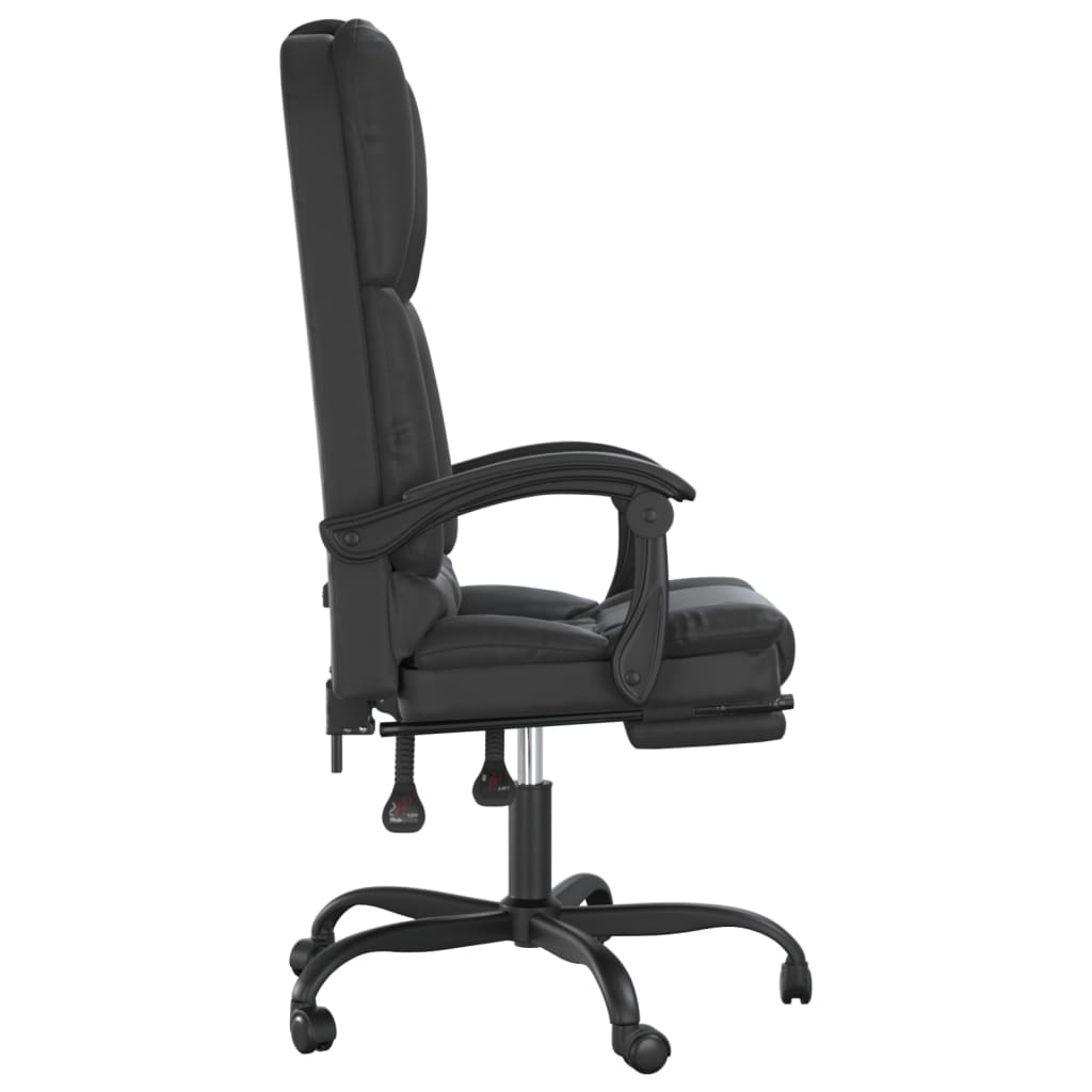 vidaXL Silla de oficina reclinable masaje cuero sintético negro