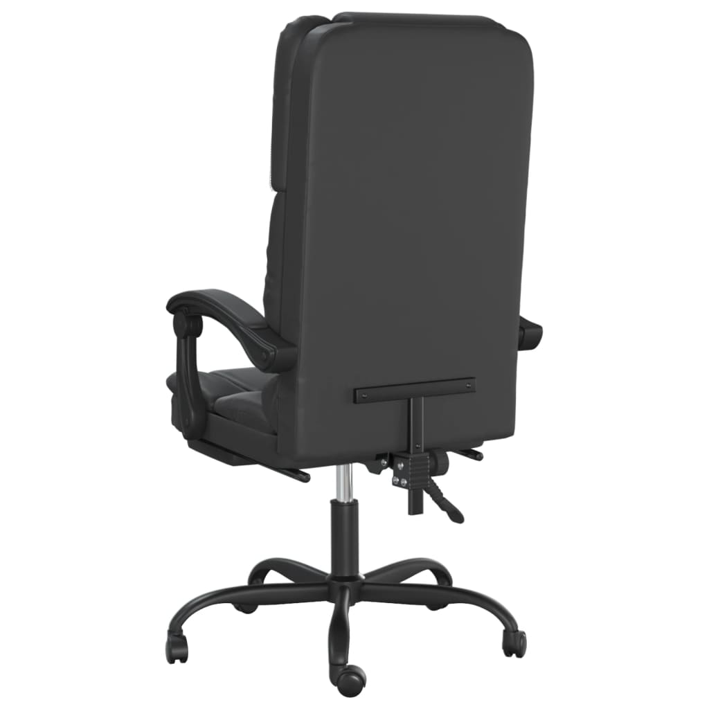 vidaXL Silla de oficina reclinable masaje cuero sintético negro