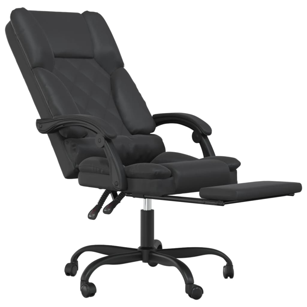 vidaXL Silla de oficina reclinable masaje cuero sintético negro