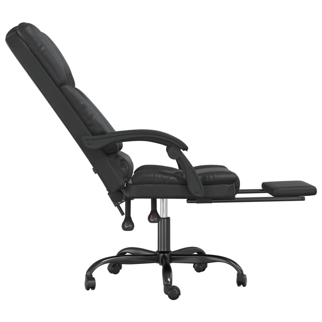 vidaXL Silla de oficina reclinable masaje cuero sintético negro