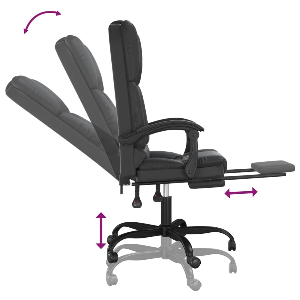 vidaXL Silla de oficina reclinable masaje cuero sintético negro