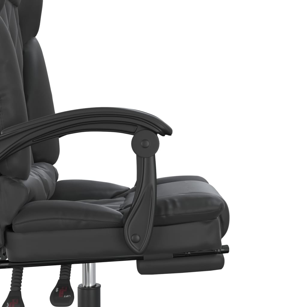 vidaXL Silla de oficina reclinable masaje cuero sintético negro