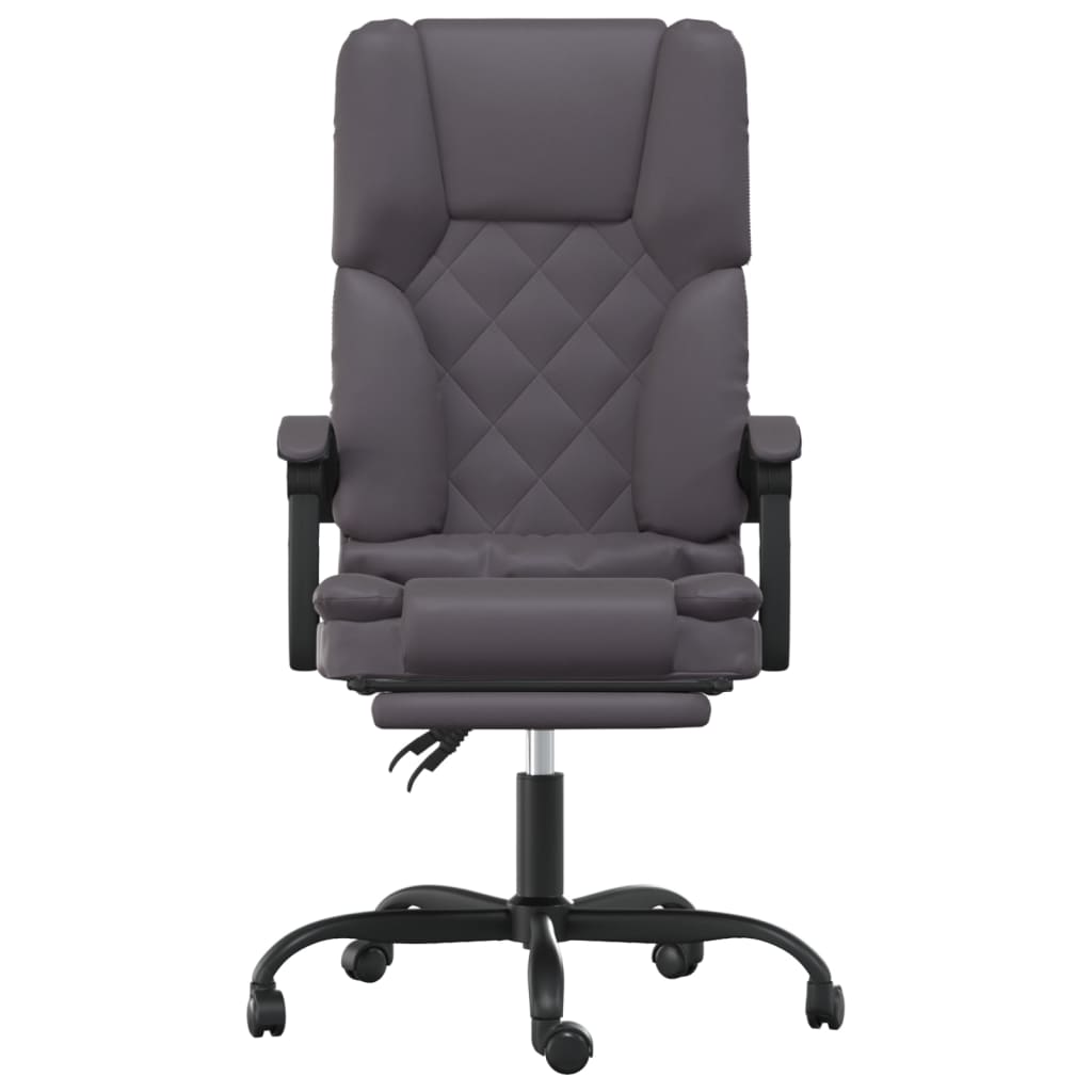 vidaXL Silla de oficina reclinable masaje cuero sintético gris