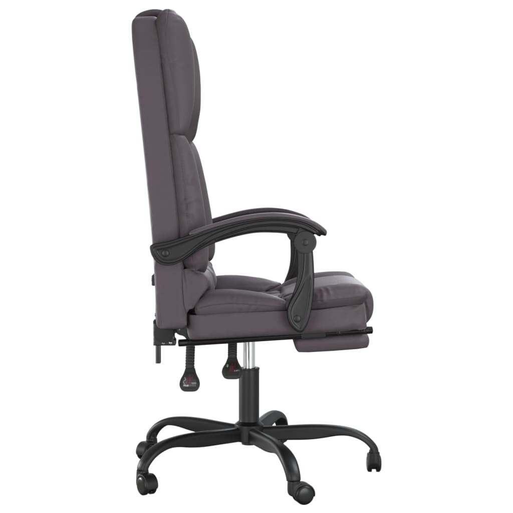 vidaXL Silla de oficina reclinable masaje cuero sintético gris