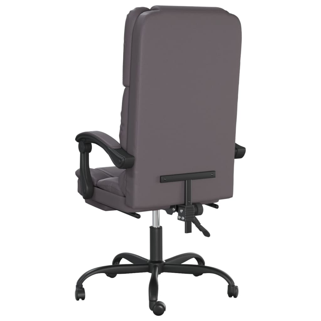 vidaXL Silla de oficina reclinable masaje cuero sintético gris